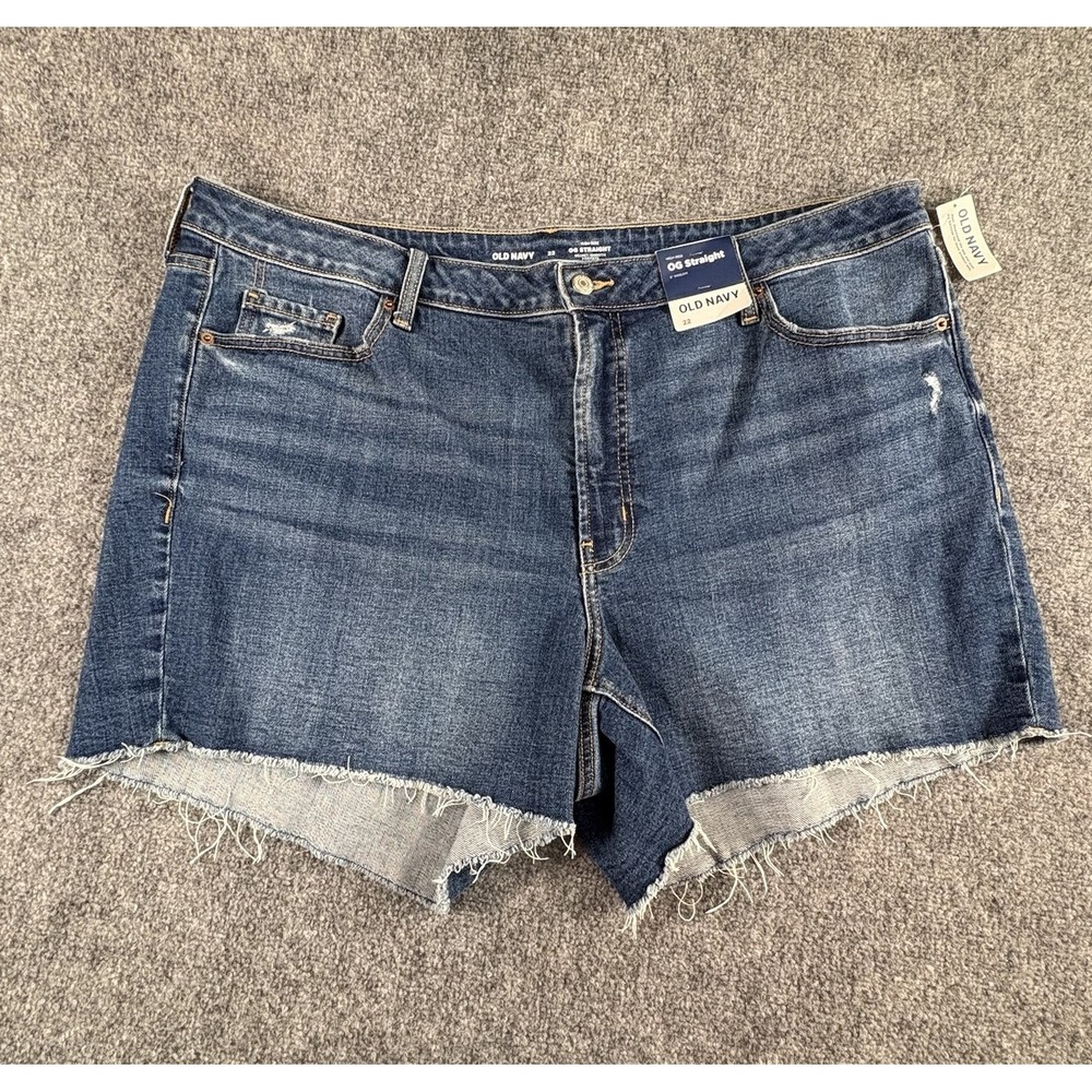 Old Navy Jean Shorts Women 22 Blue OG Straight Raw Hem Boho Festival Y2K Coastal
